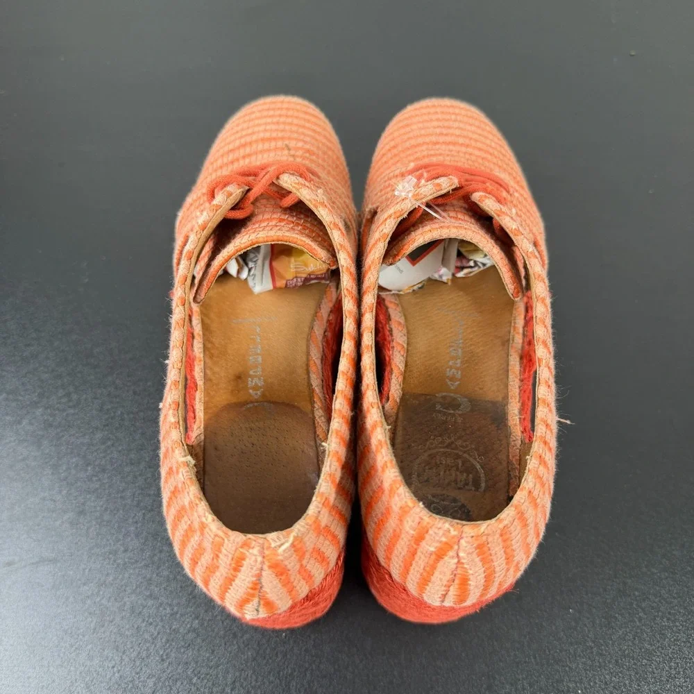 Jeffrey Campbell Tahiti Last Platform Espadrilles Womens 7 Orange Raffia Lace-Up